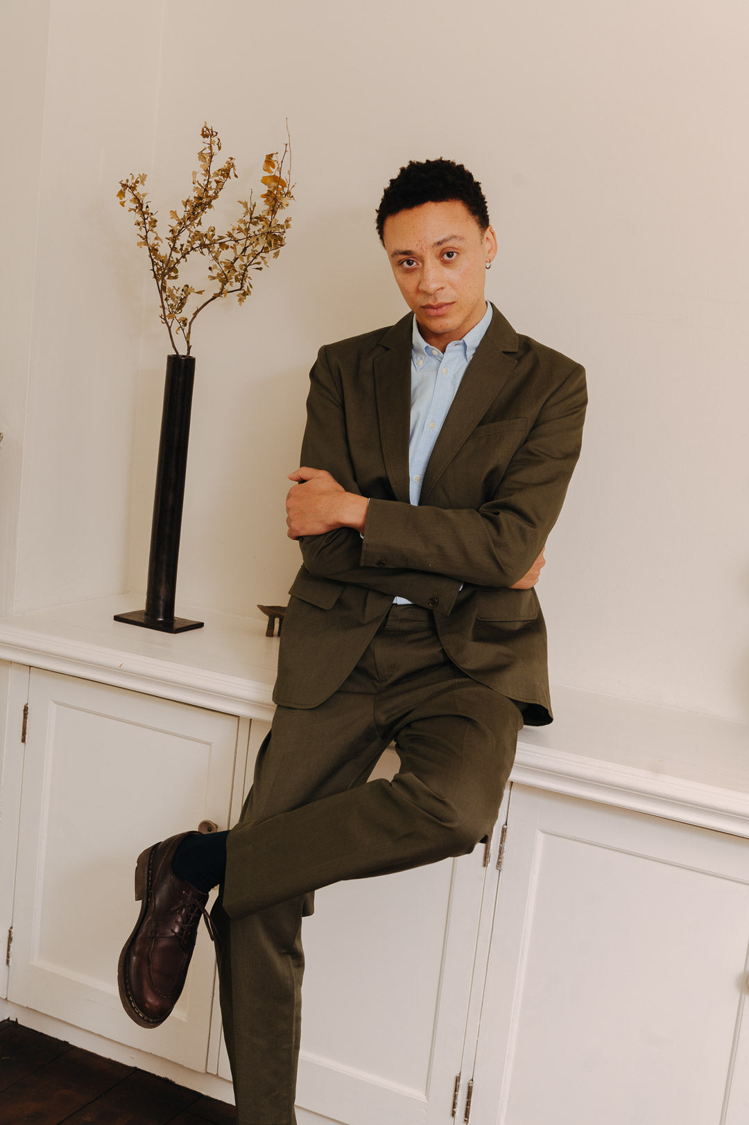 Green Cotton Linen Tailored Blazer, Blazer - SIRPLUS