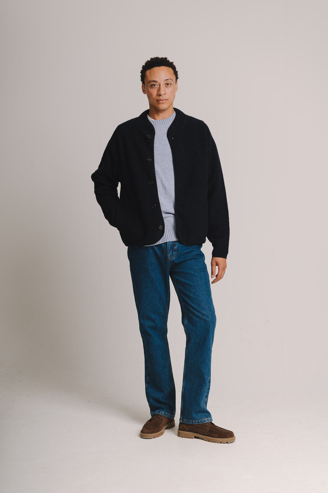 Navy Boiled Wool Jacket, Chore Jacket - SIRPLUS