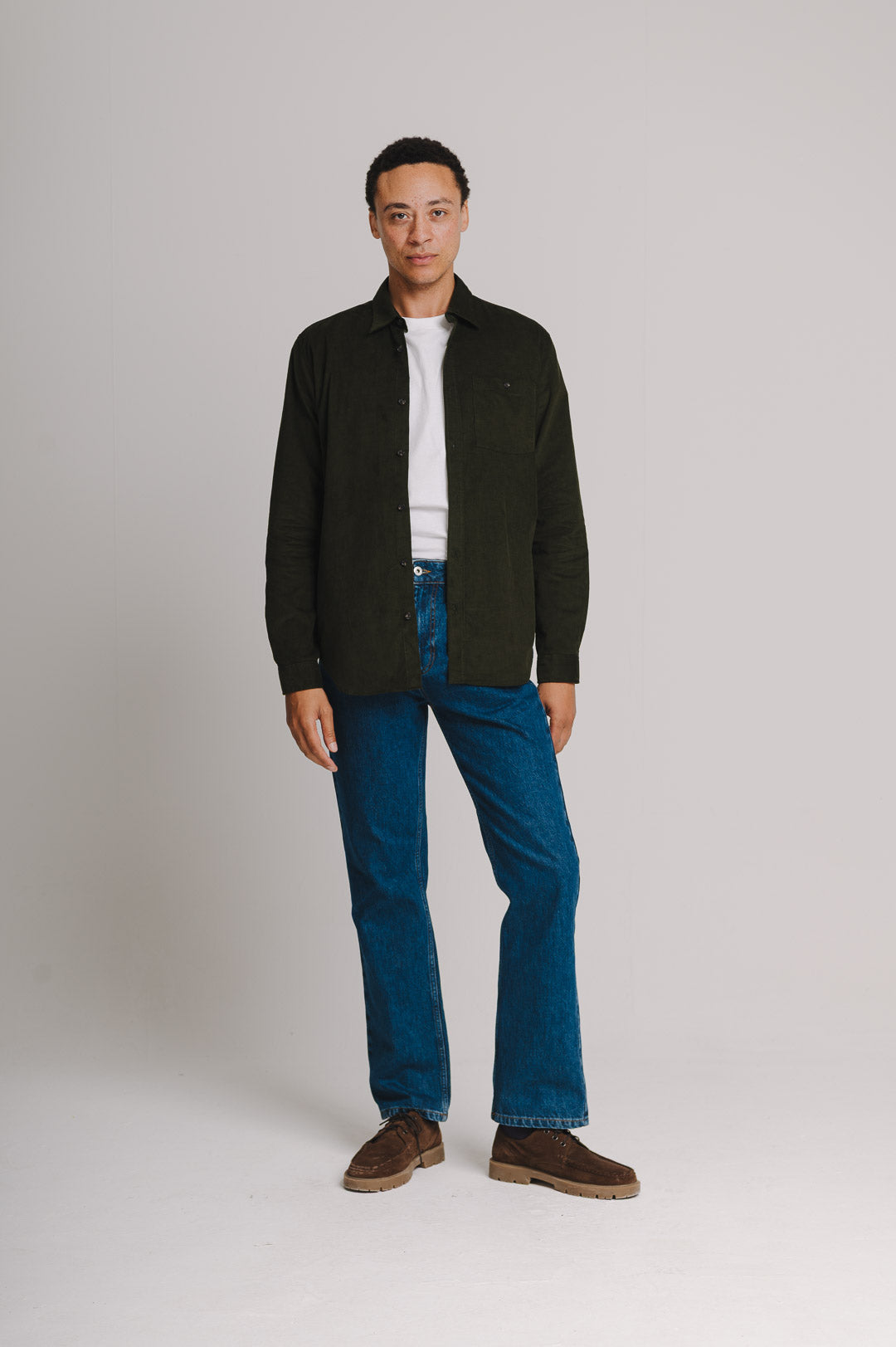 Olive Needlecord Collared Shirt, Collar Shirt - SIRPLUS