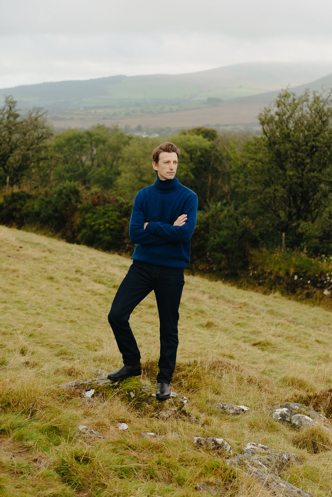 Marine Blue Melange Roll Neck Jumper, Roll Neck Jumper - SIRPLUS