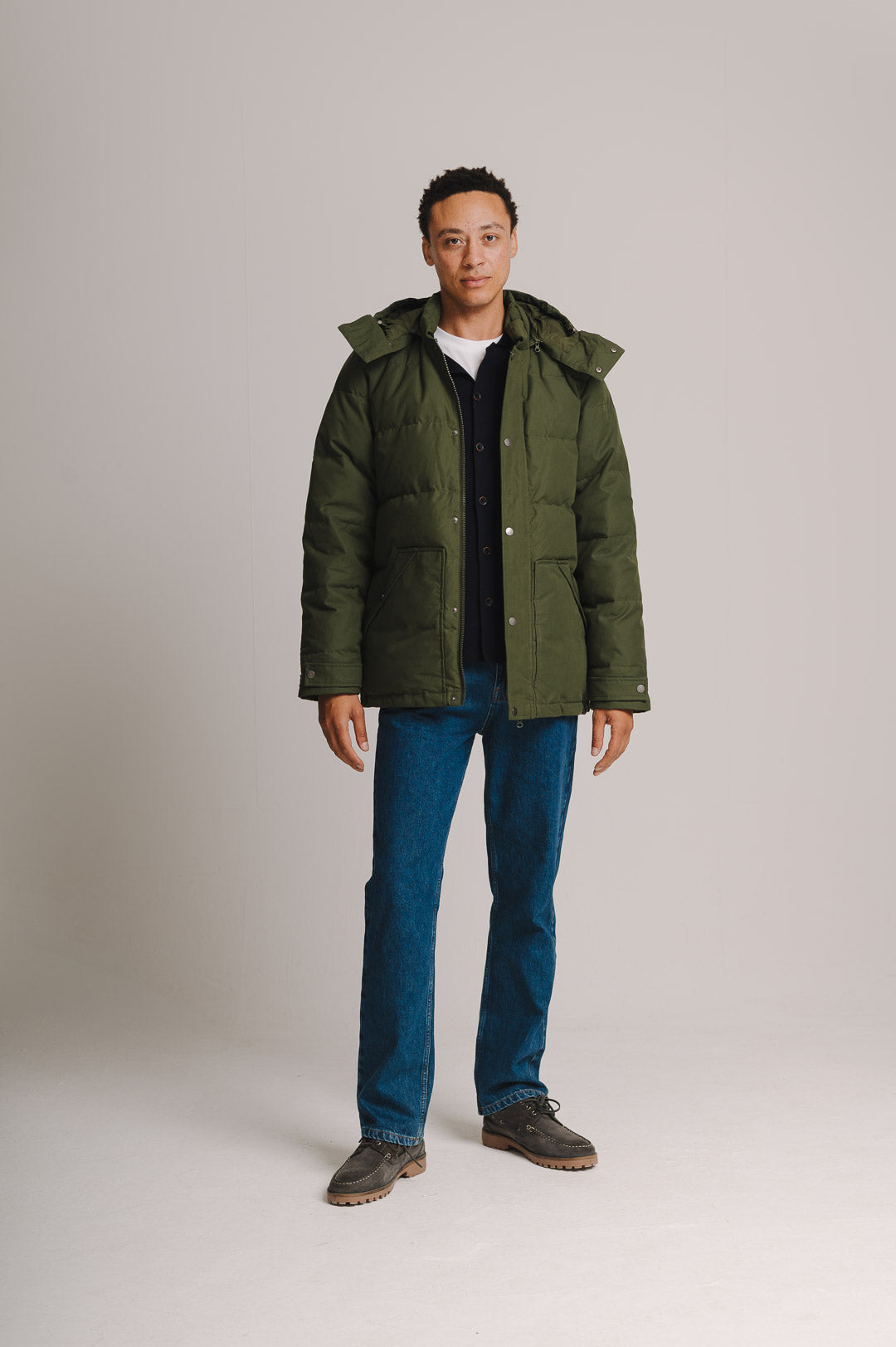 Olive Ventile Cotton Down Jacket, Puffer Jacket - SIRPLUS