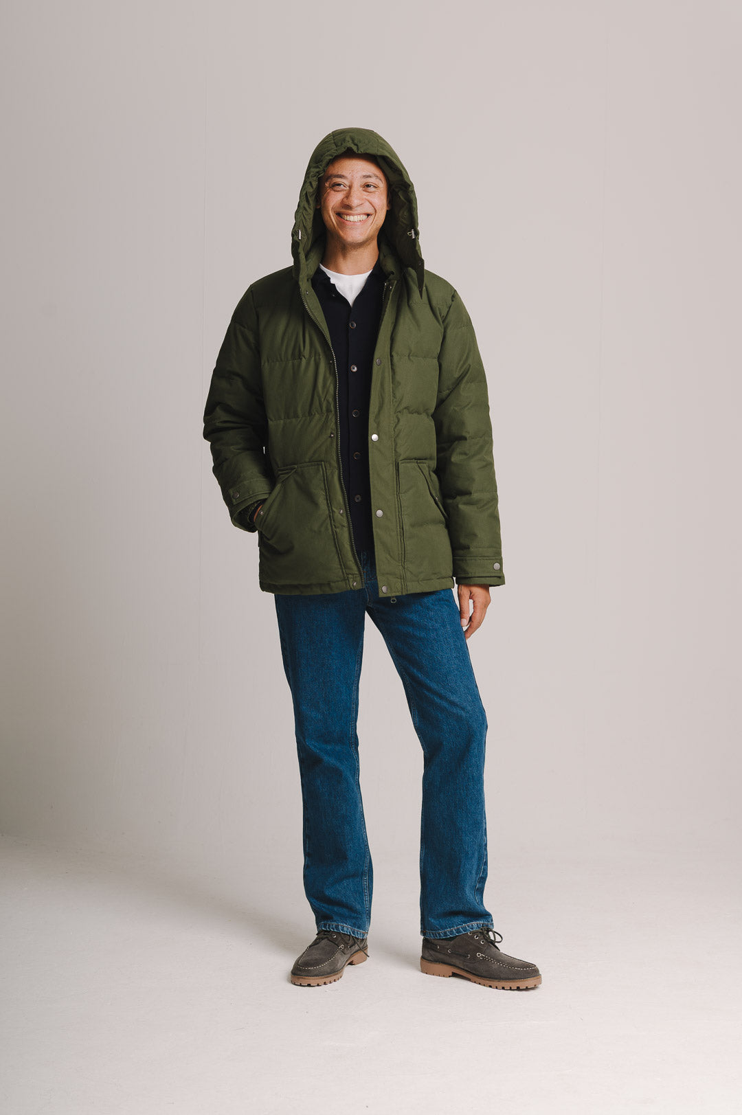 Olive Ventile Cotton Down Jacket, Puffer Jacket - SIRPLUS