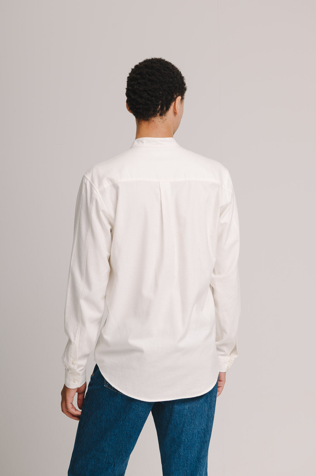 Cream Cotton Cashmere Grandad Shirt, Grandad Shirt - SIRPLUS
