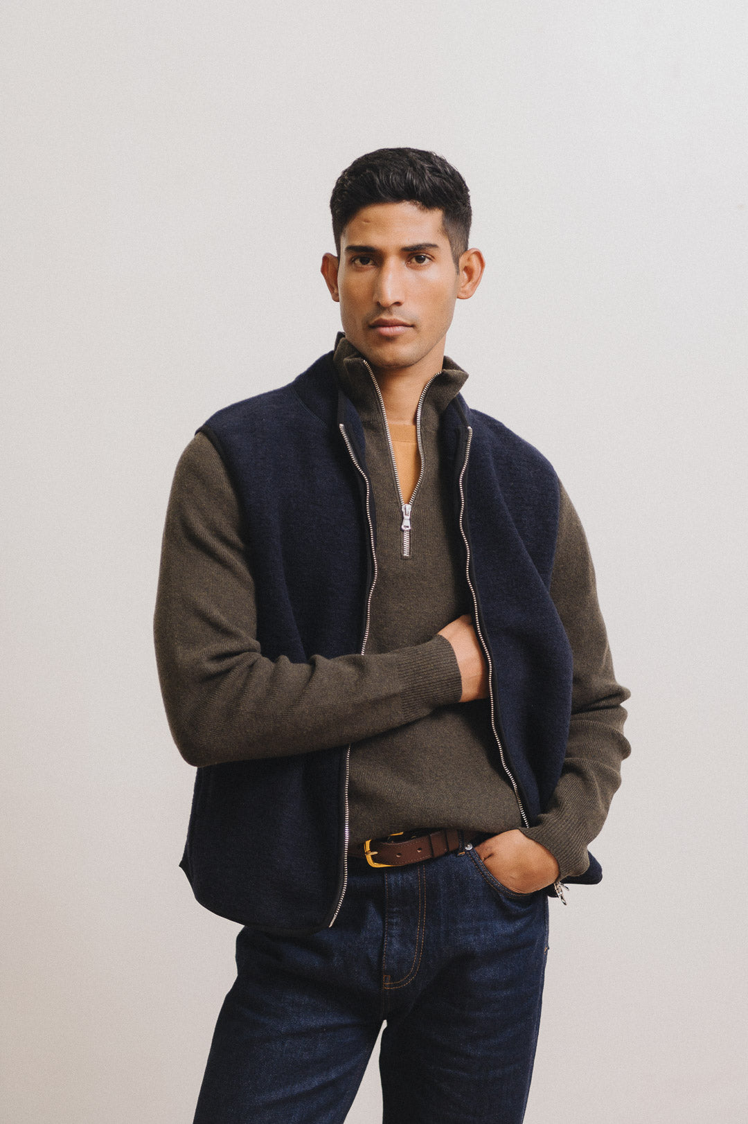 Navy Boiled Wool Gilet, Gilet - SIRPLUS