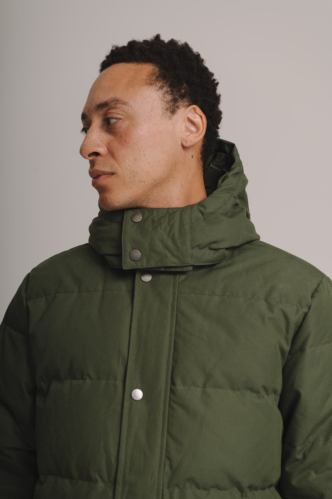 Olive Ventile Cotton Down Jacket, Puffer Jacket - SIRPLUS