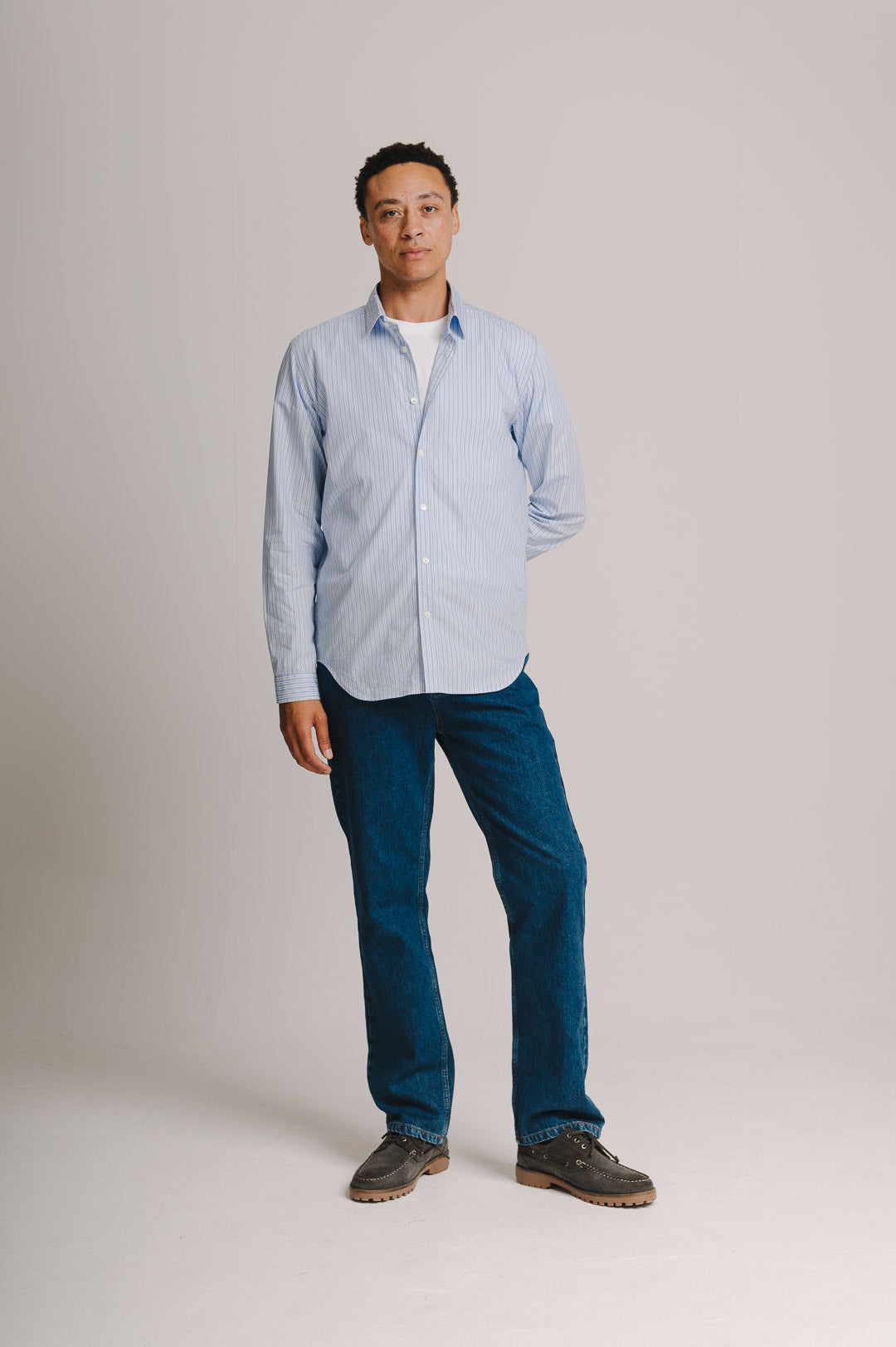 Pale Blue Stripe Poplin Shirt, Collar Shirt - SIRPLUS