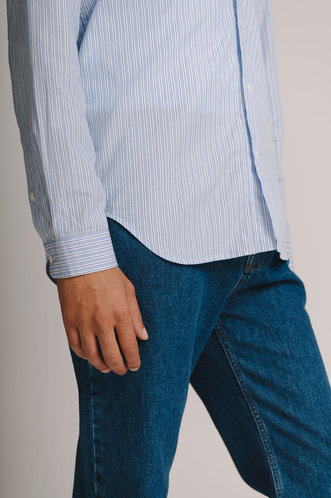 Pale Blue Stripe Poplin Shirt, Collar Shirt - SIRPLUS