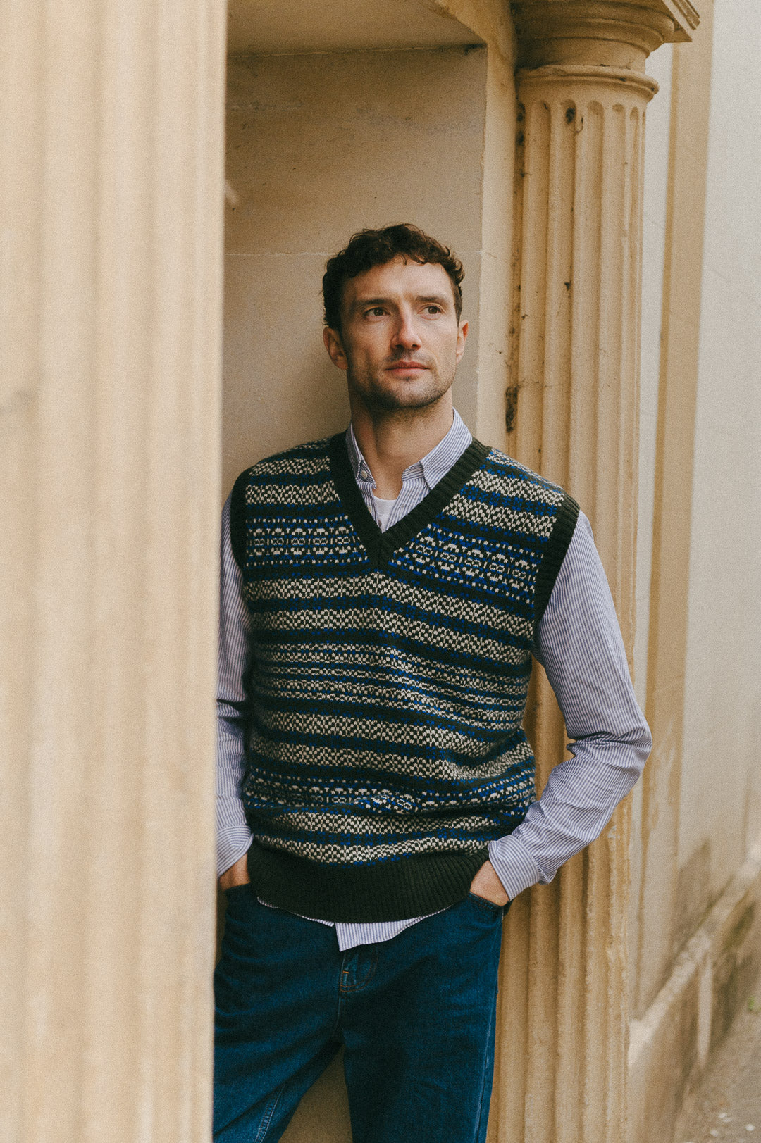 Seaweed Blue Tides Fair-Isle Vest, Knit Vest - SIRPLUS