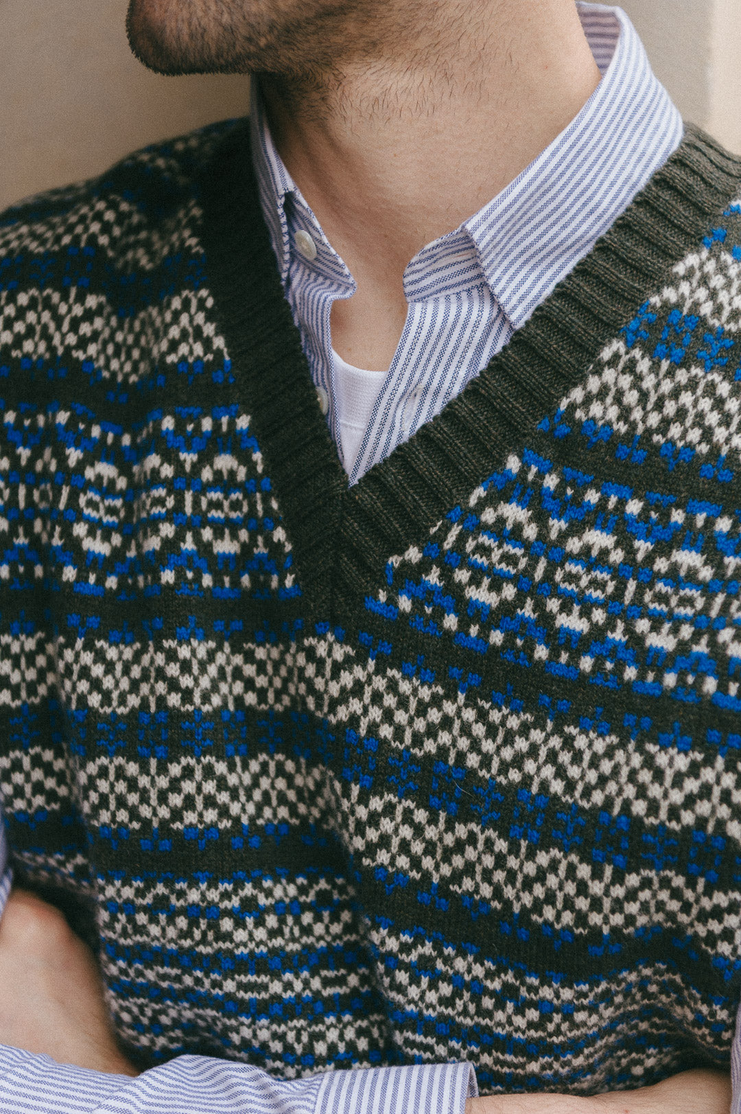 Seaweed Blue Tides Fair-Isle Vest, Knit Vest - SIRPLUS