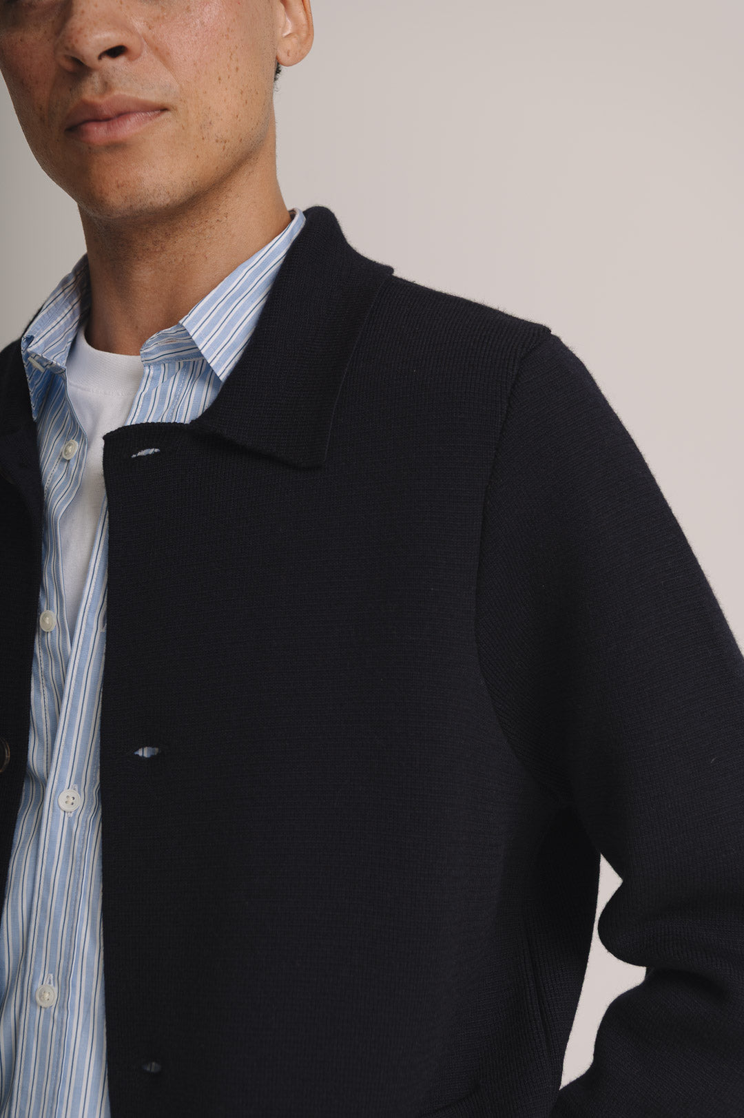 Navy Merino Knit Jacket, Knit Jacket - SIRPLUS