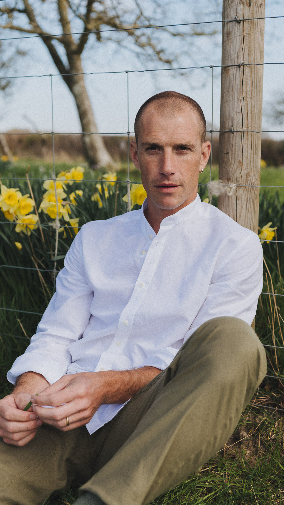 White Cotton Linen Grandad Shirt, Grandad Shirt - SIRPLUS