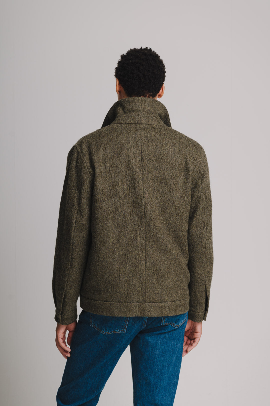 Green Brushed Wool Zip Jacket, Zip Jacket - SIRPLUS