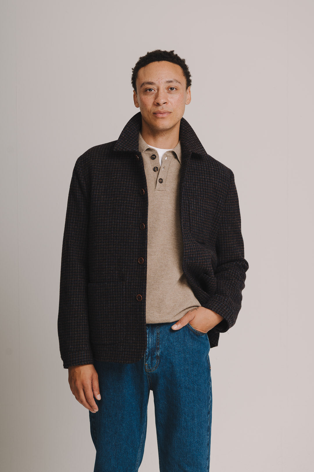 Navy Rust Check Wool Chore Jacket, Chore Jacket - SIRPLUS