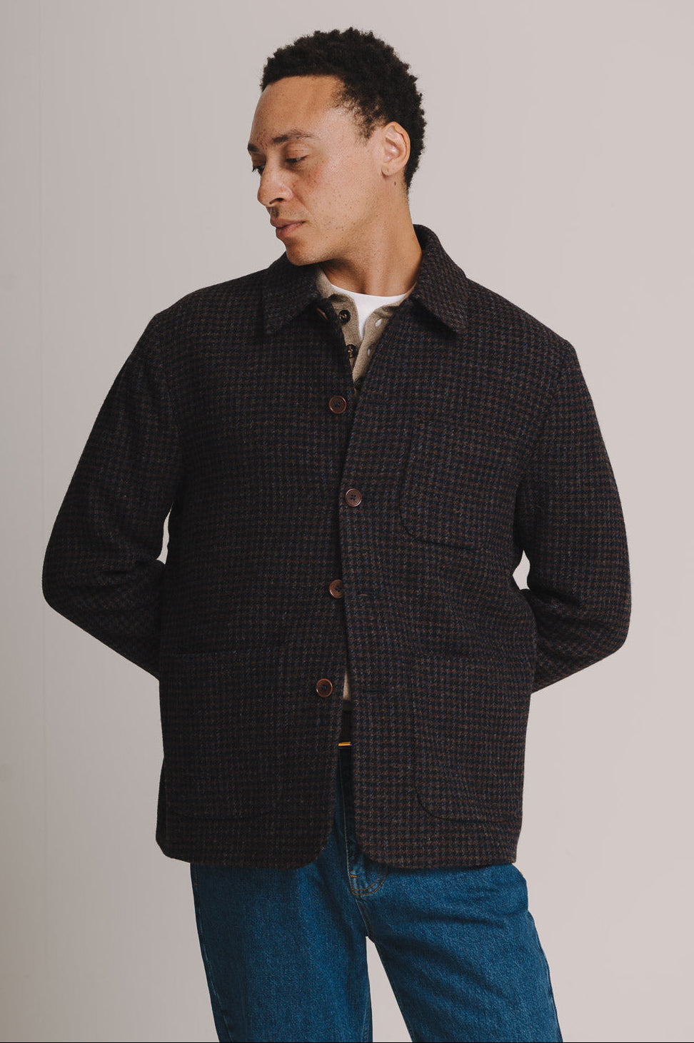 Navy Rust Check Wool Chore Jacket, Chore Jacket - SIRPLUS