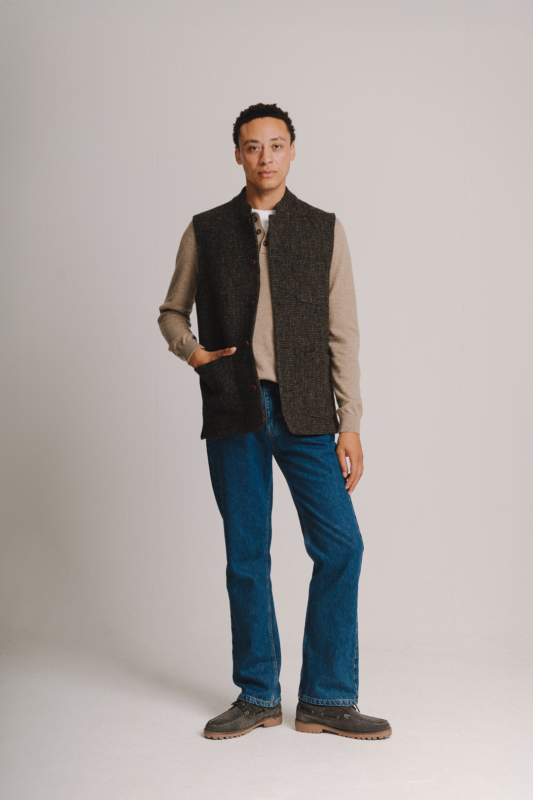 Bark Harris Tweed Nehru Waistcoat, Nehru Waistcoat - SIRPLUS
