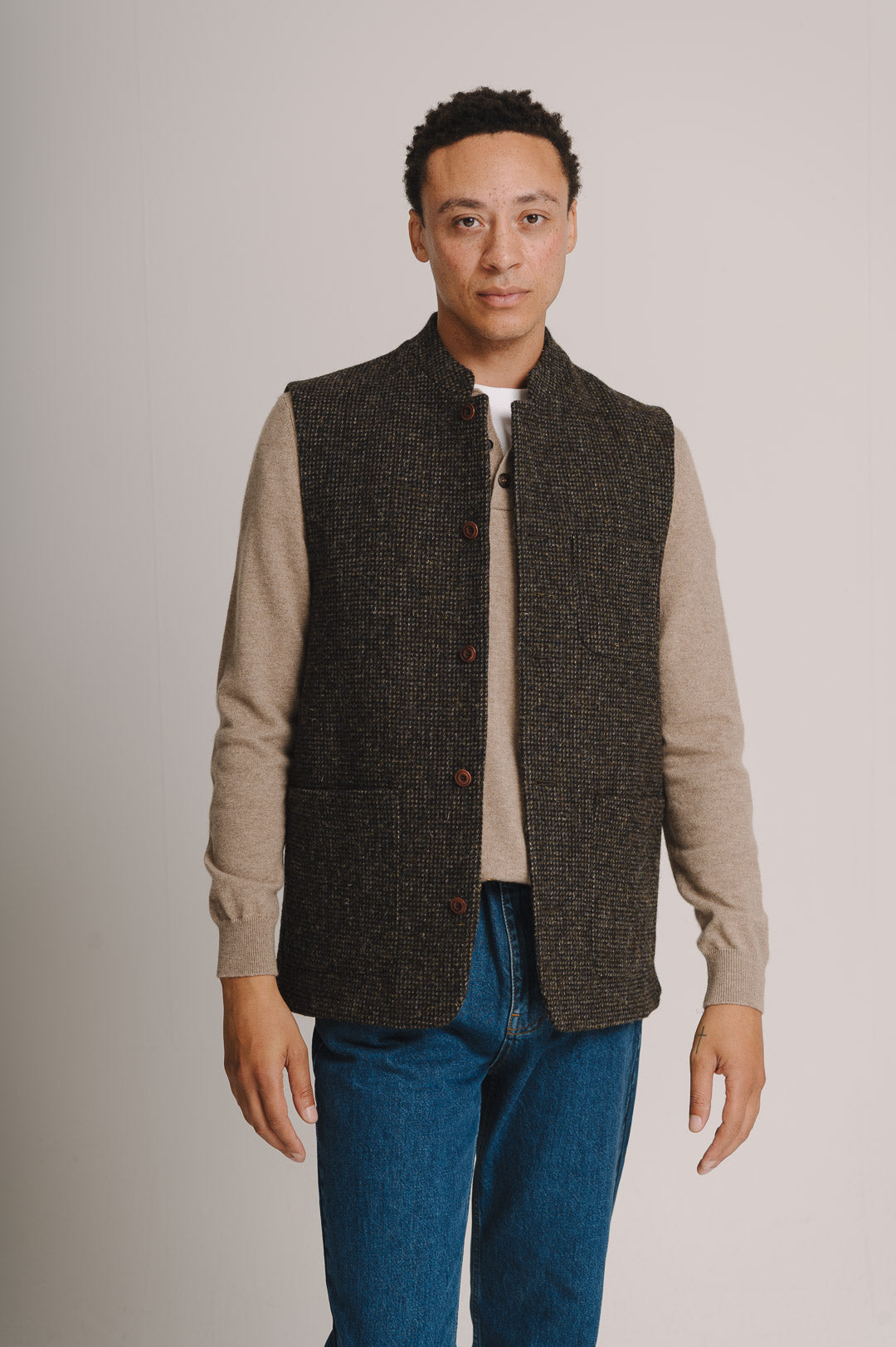 Bark Harris Tweed Nehru Waistcoat, Nehru Waistcoat - SIRPLUS