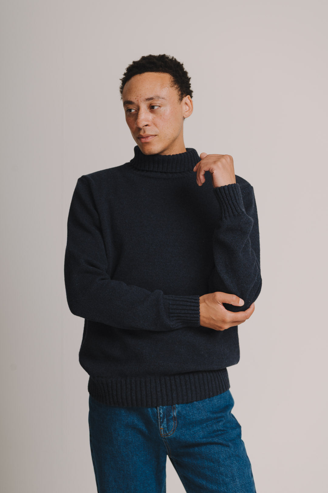 Navy Marl Rollneck Jumper, Roll Neck Jumper - SIRPLUS