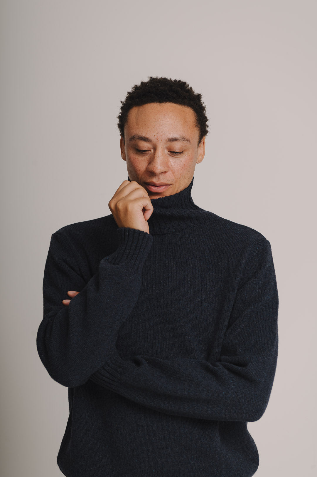 Navy Marl Rollneck Jumper, Roll Neck Jumper - SIRPLUS