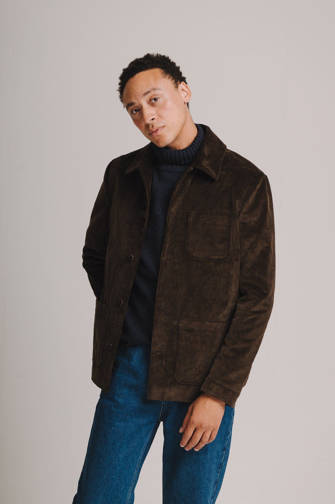 Coffee Cotton-Corduroy Chore Jacket, Chore Jacket - SIRPLUS