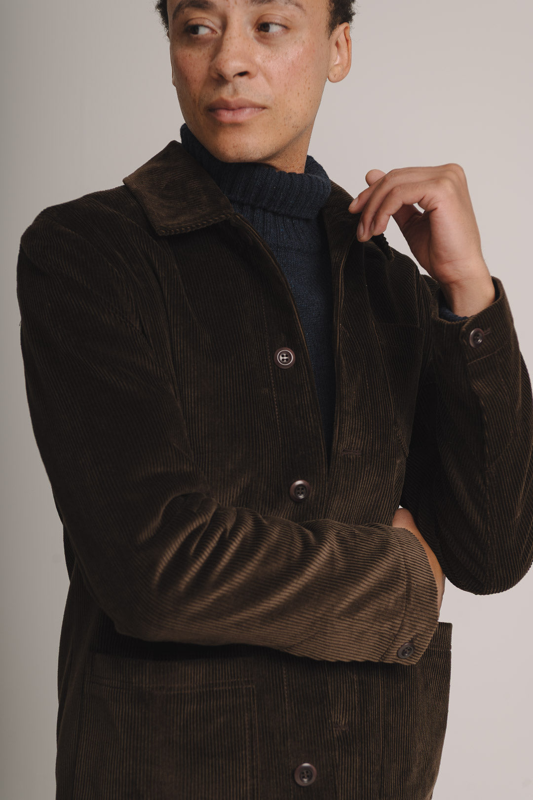 Coffee Cotton-Corduroy Chore Jacket, Chore Jacket - SIRPLUS