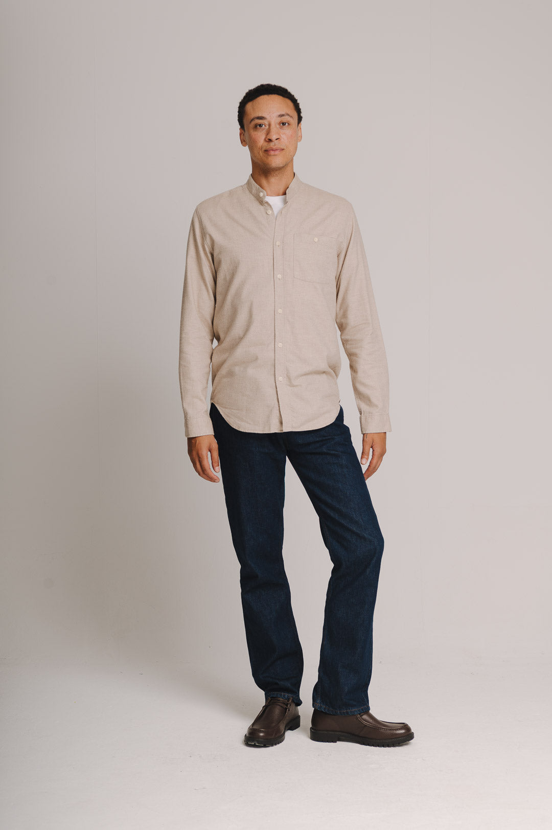 Sand Cotton Cashmere Grandad Shirt, Grandad Shirt - SIRPLUS