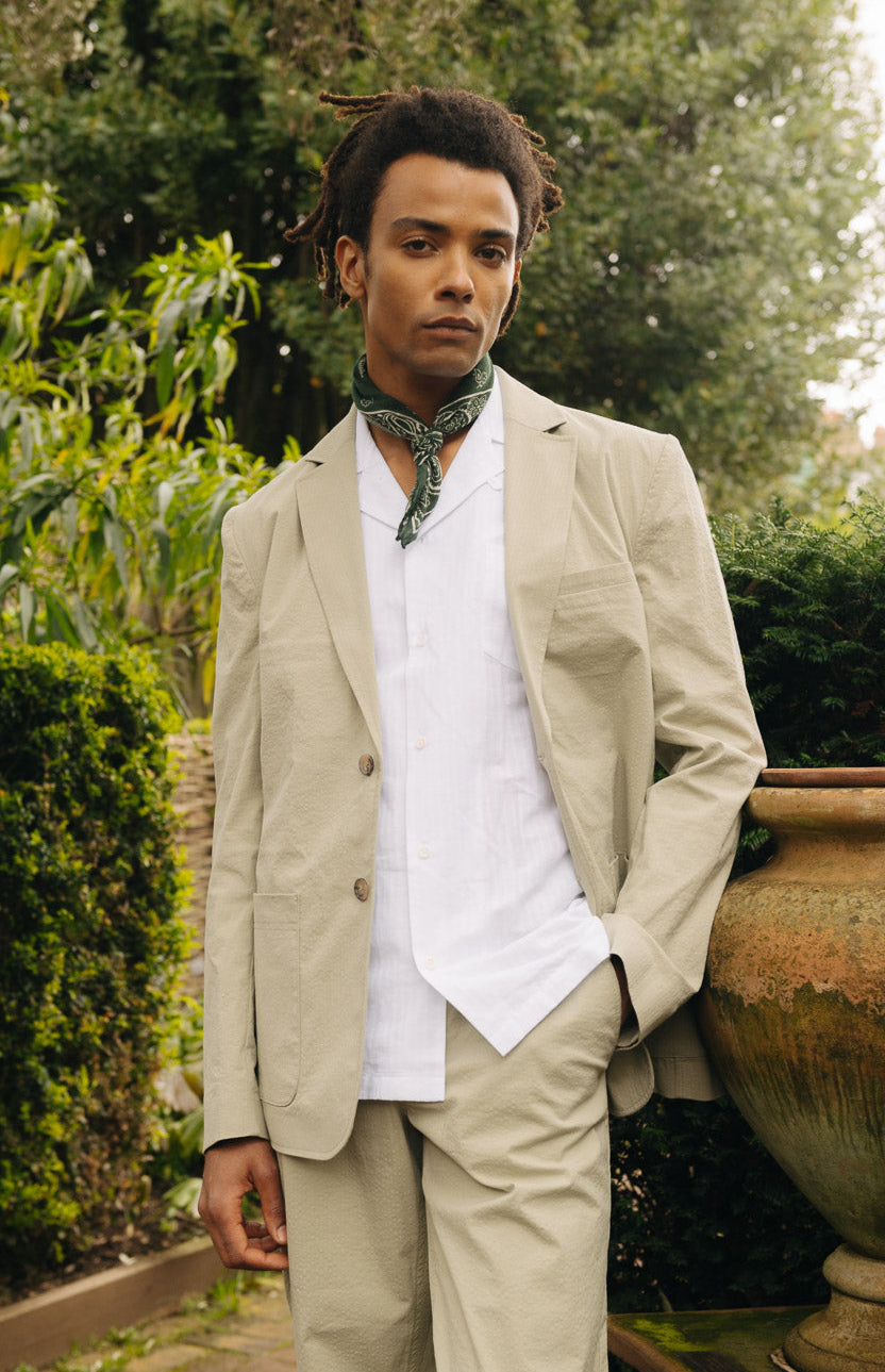 Sage Cotton Seersucker Blazer, Blazer - SIRPLUS