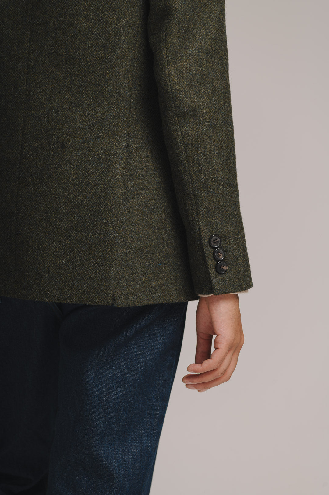 Juniper Green Herringbone Nehru Jacket, Nehru Jacket - SIRPLUS