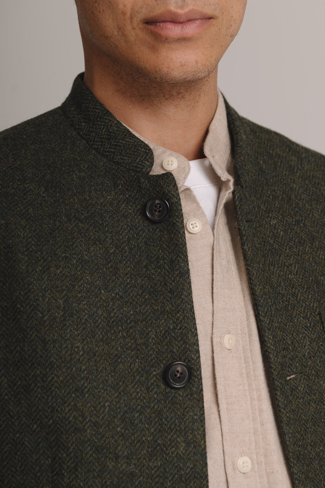 Juniper Green Herringbone Nehru Jacket, Nehru Jacket - SIRPLUS