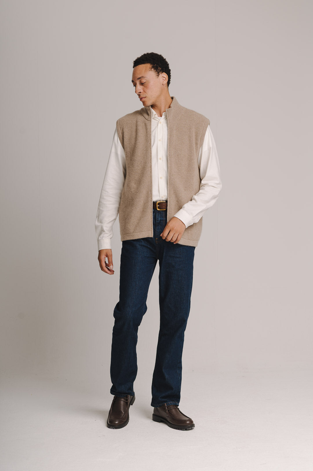 Oatmeal Cashmere Knit Gilet, Gilet - SIRPLUS