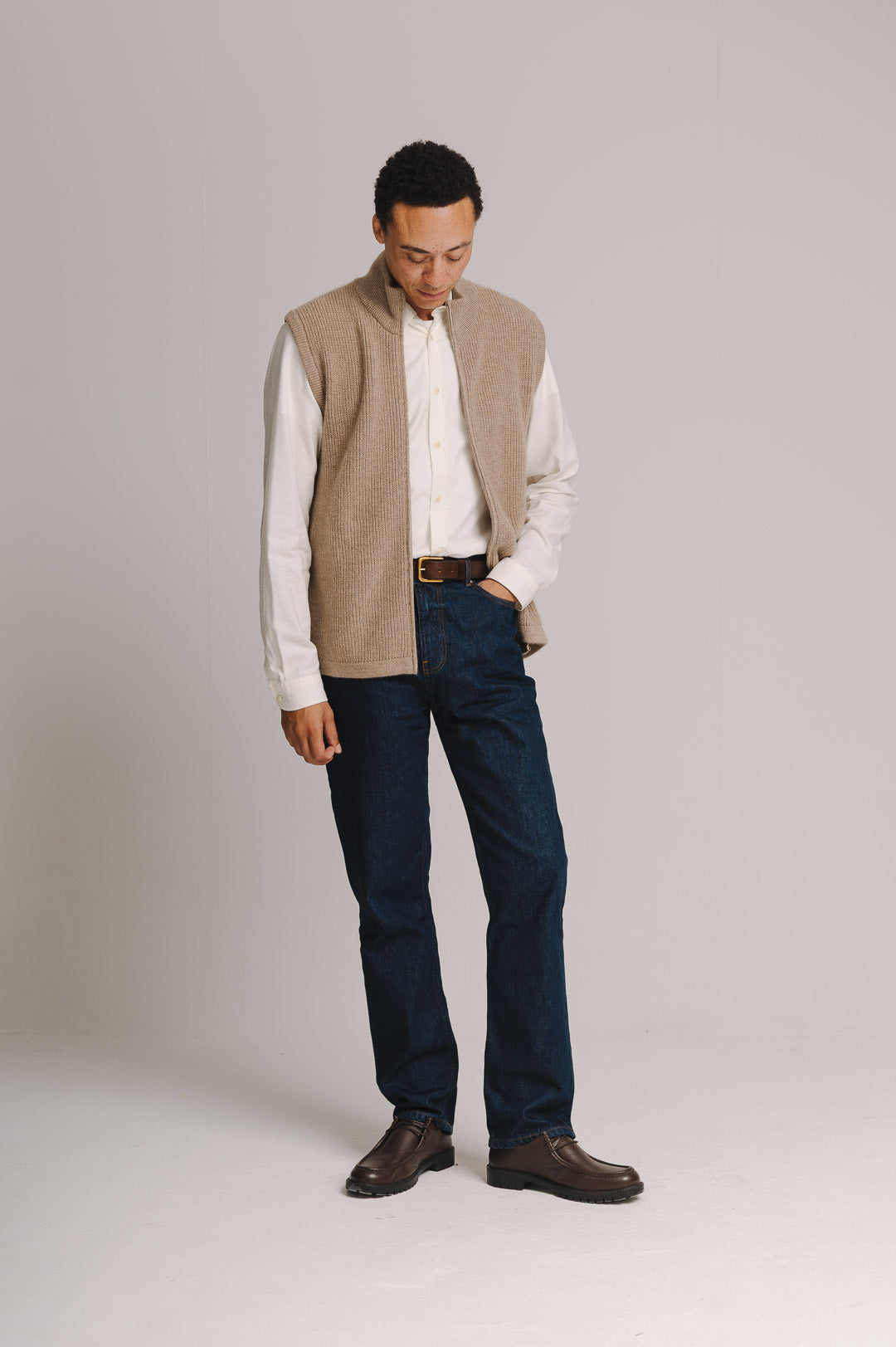 Oatmeal Cashmere Knit Gilet, Gilet - SIRPLUS