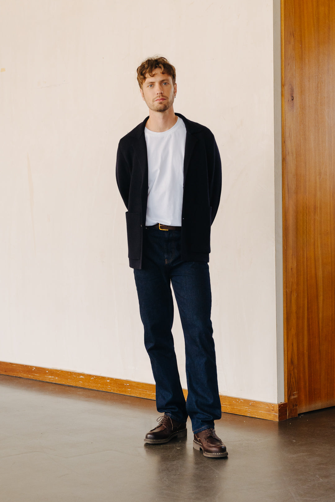 Navy Merino Knit Blazer, Knit Blazer - SIRPLUS