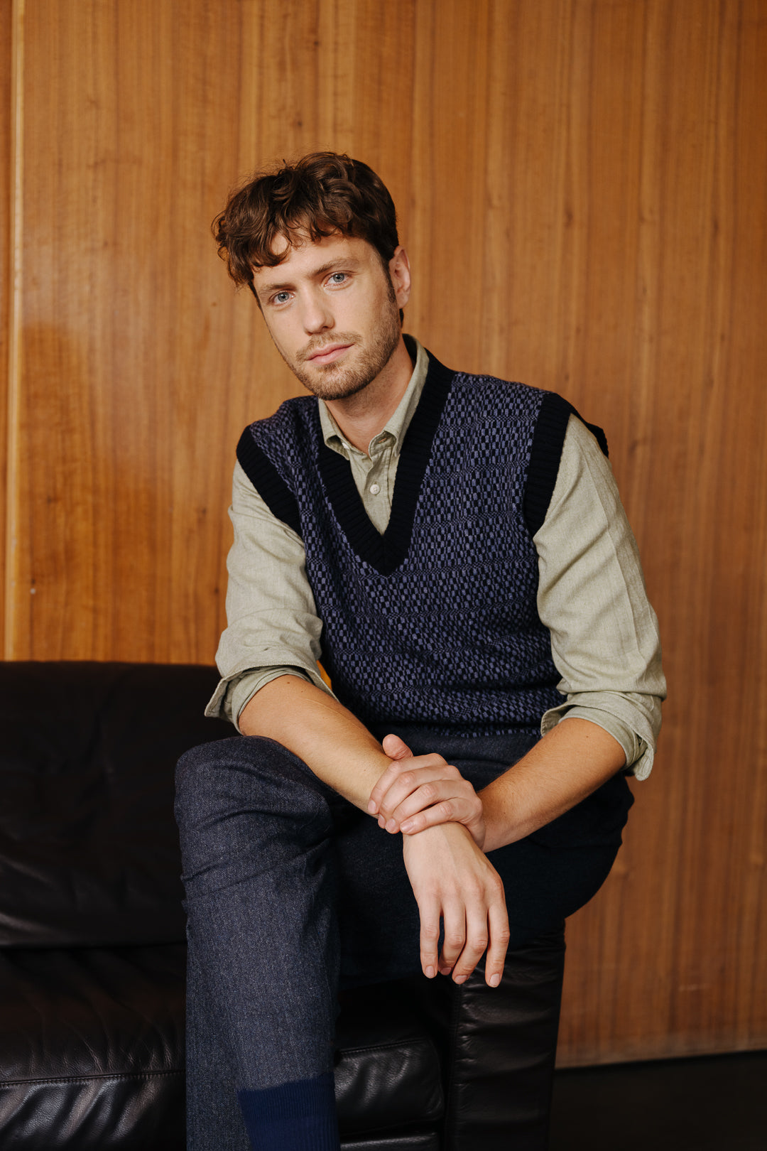 Blue Tile Fair-Isle Vest, Knit Vest - SIRPLUS