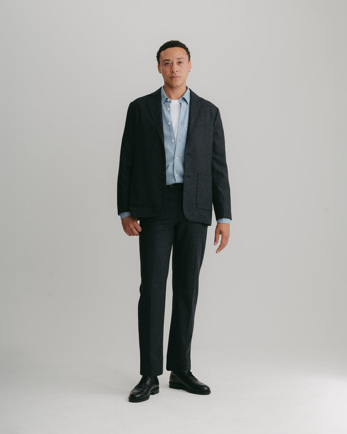 Anthracite Wool Cashmere Flannel Trousers, Casual Trousers - SIRPLUS
