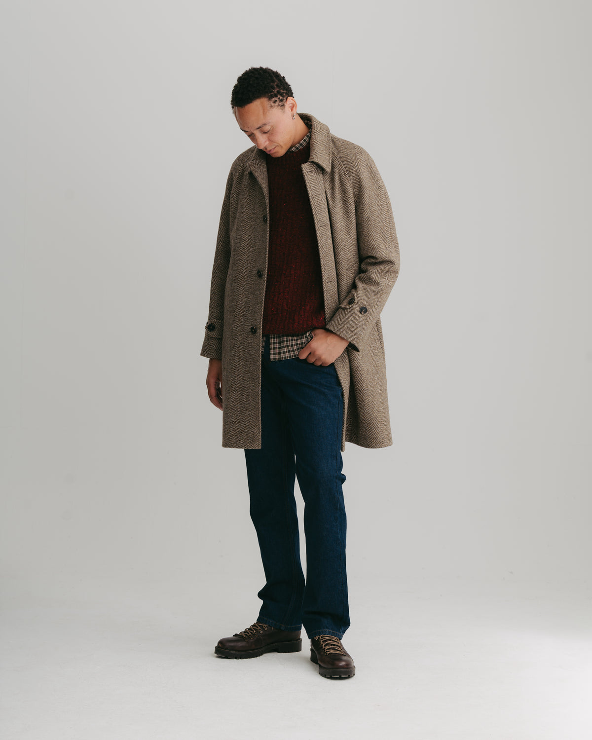 Walnut British Wool Herringbone Overcoat, Coat - SIRPLUS