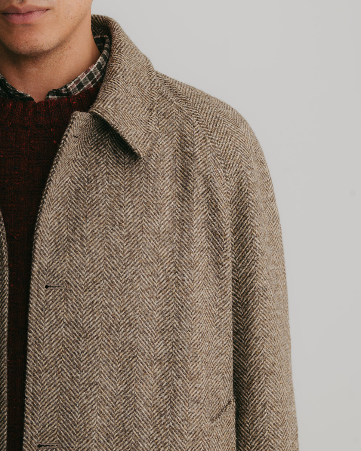Walnut British Wool Herringbone Overcoat, Coat - SIRPLUS