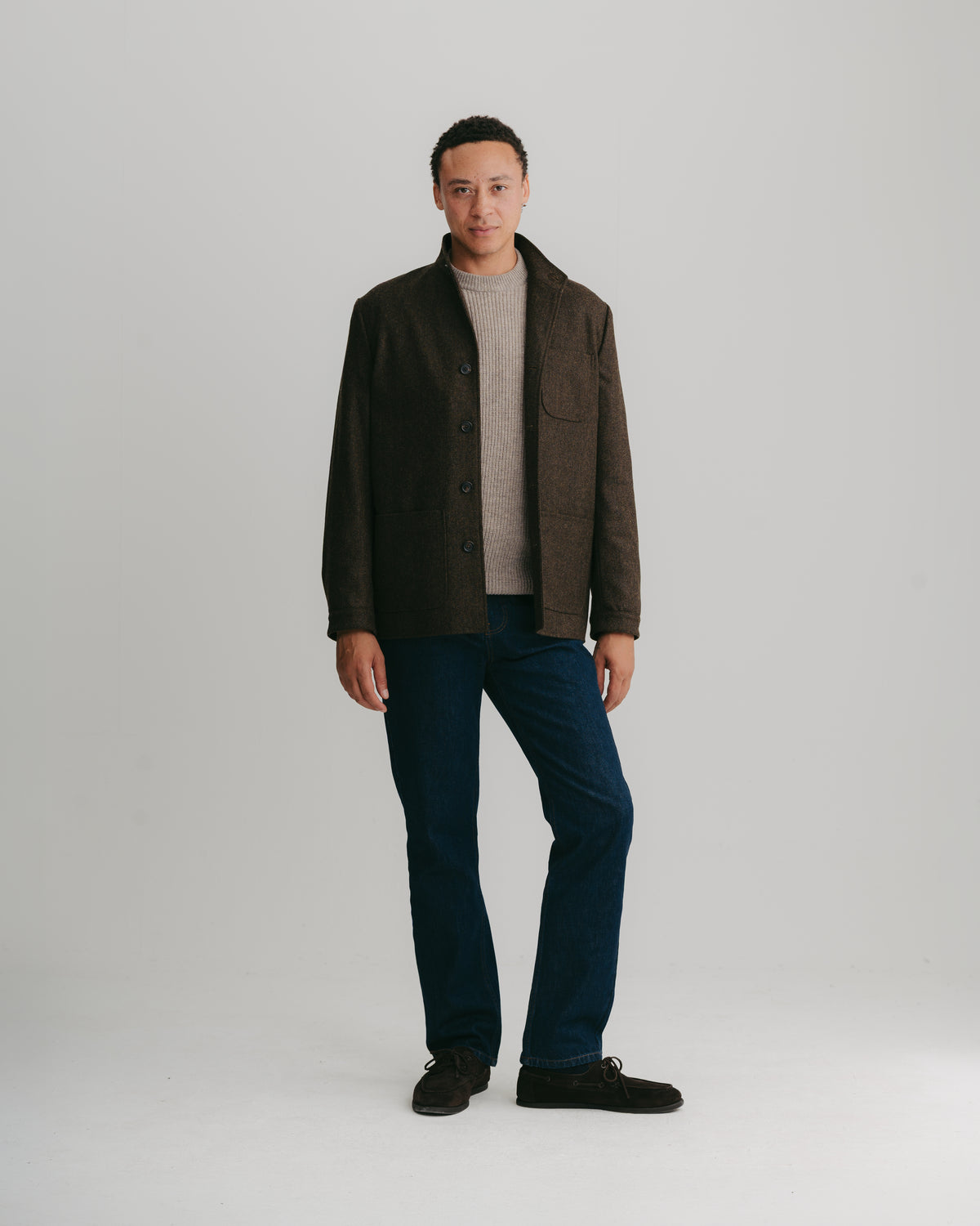 Dark Brown Herringbone Teba Jacket, Teba Jacket - SIRPLUS