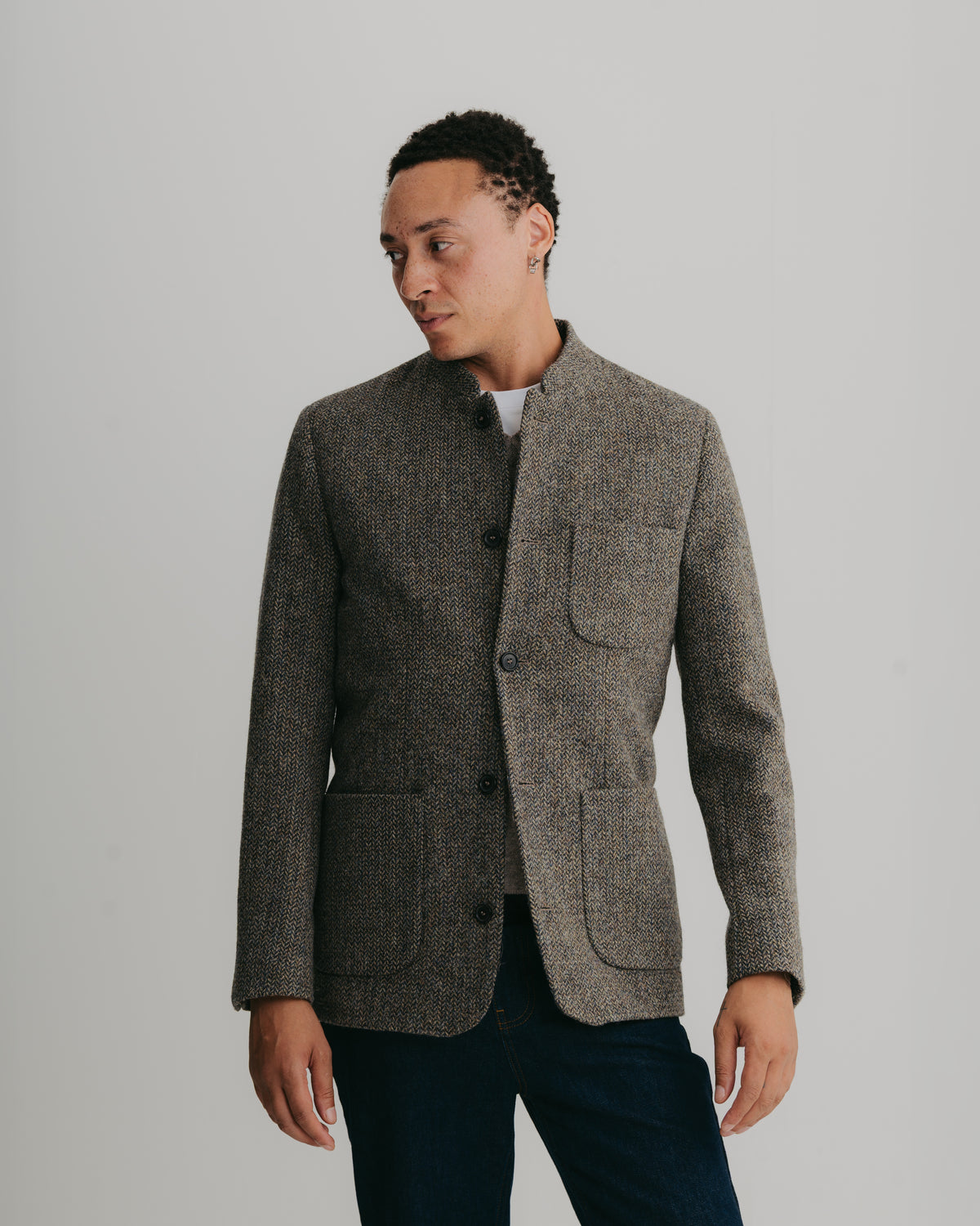 Heather Harris Tweed Nehru Jacket, Nehru Jacket - SIRPLUS