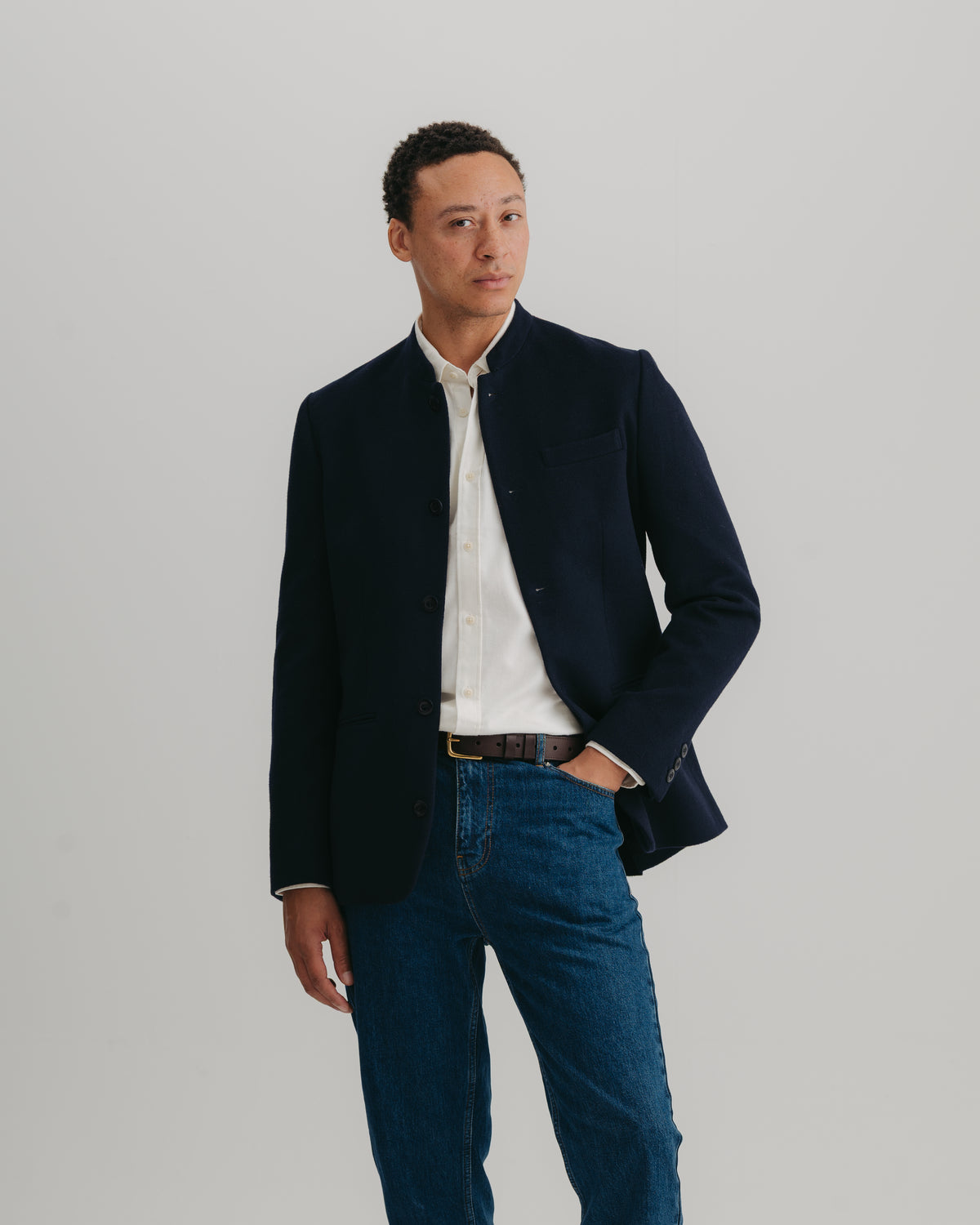 Navy Cashmere Nehru Jacket, Nehru Jacket - SIRPLUS