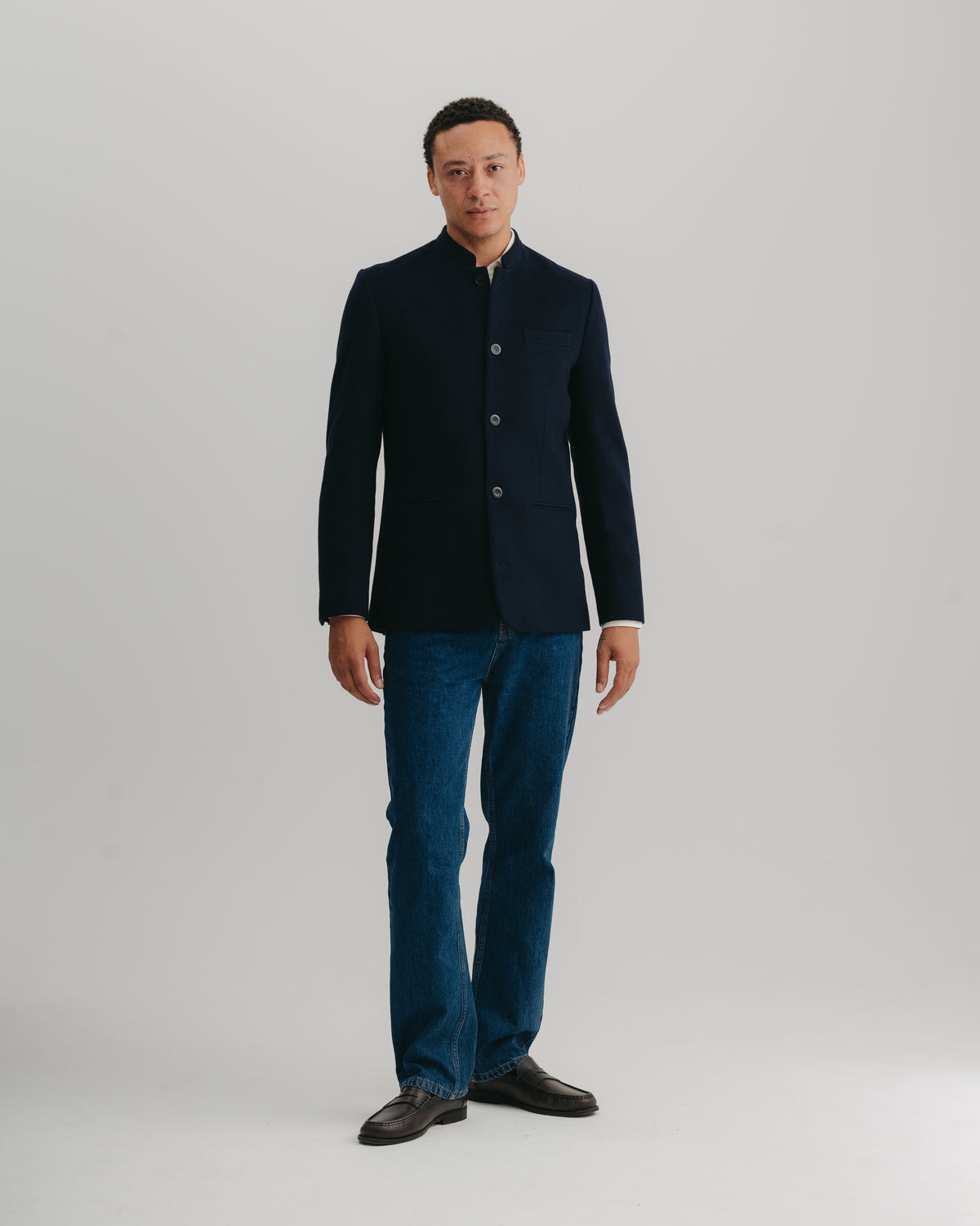 Navy Cashmere Nehru Jacket, Nehru Jacket - SIRPLUS