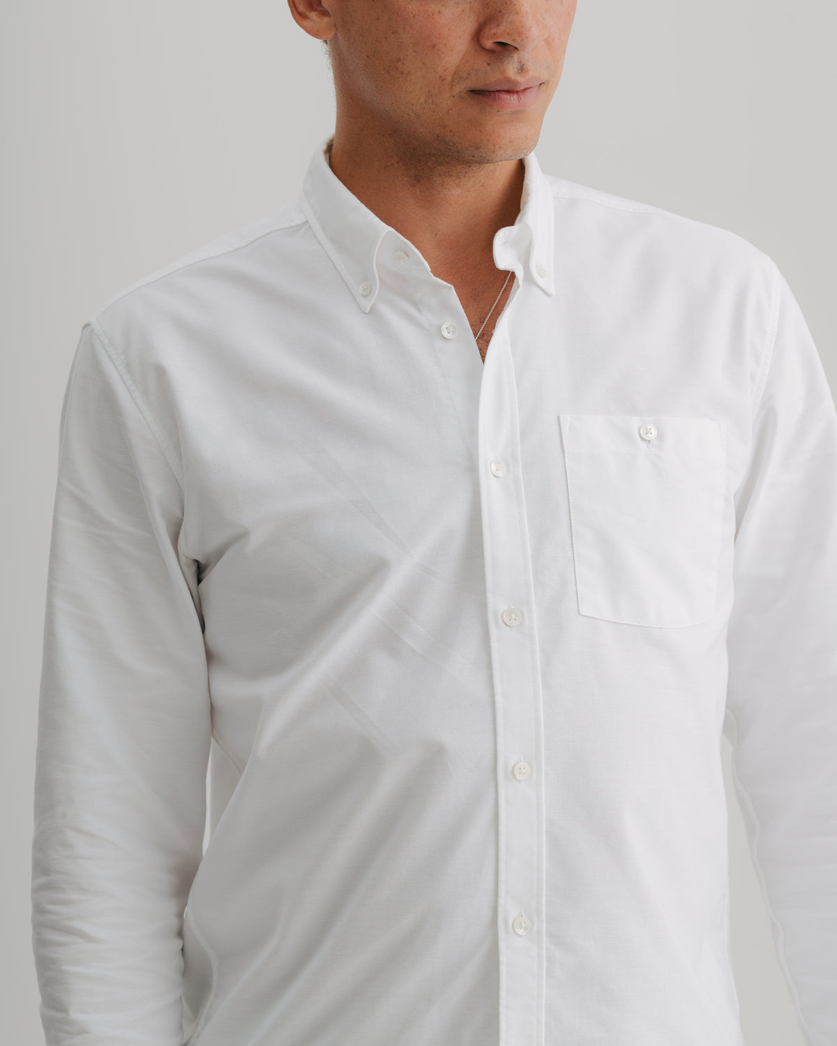 White Oxford Button-Down Shirt, Collar Shirt - SIRPLUS