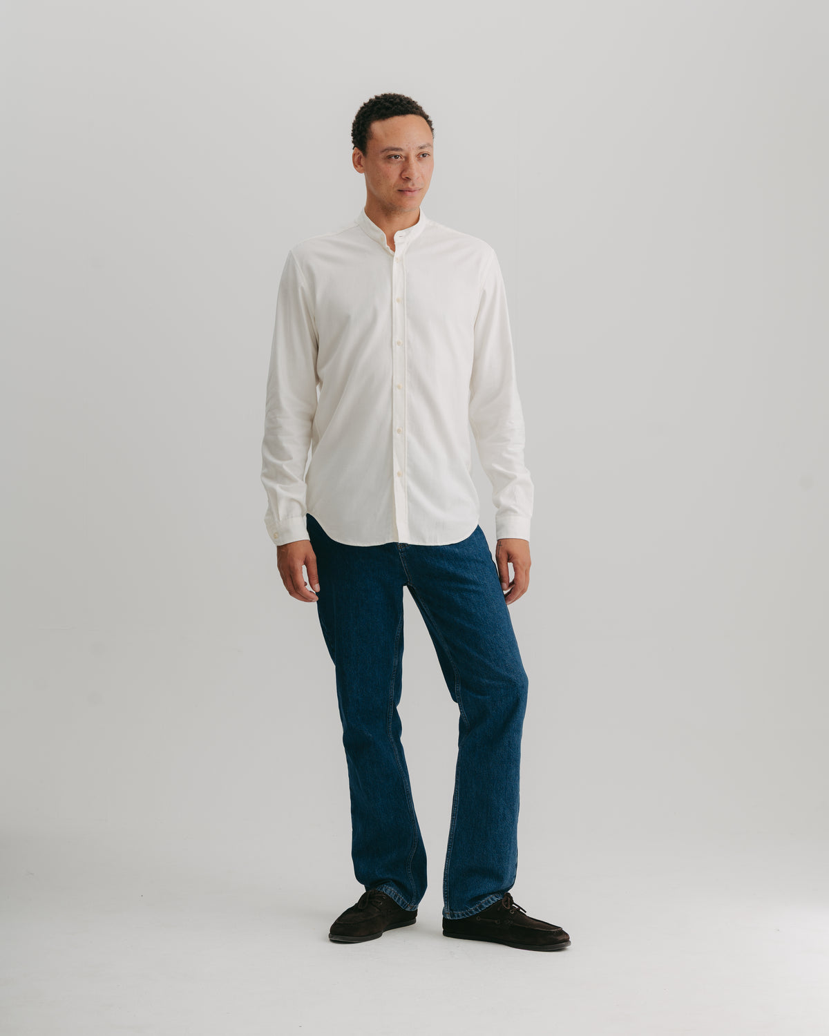 Cream Cotton Cashmere Grandad Shirt, Grandad Shirt - SIRPLUS