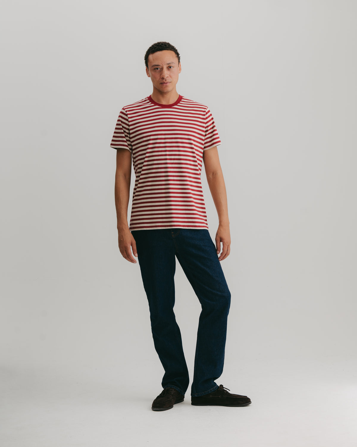 Brick Red Stripe Organic Cotton T-shirt, T-Shirt - SIRPLUS