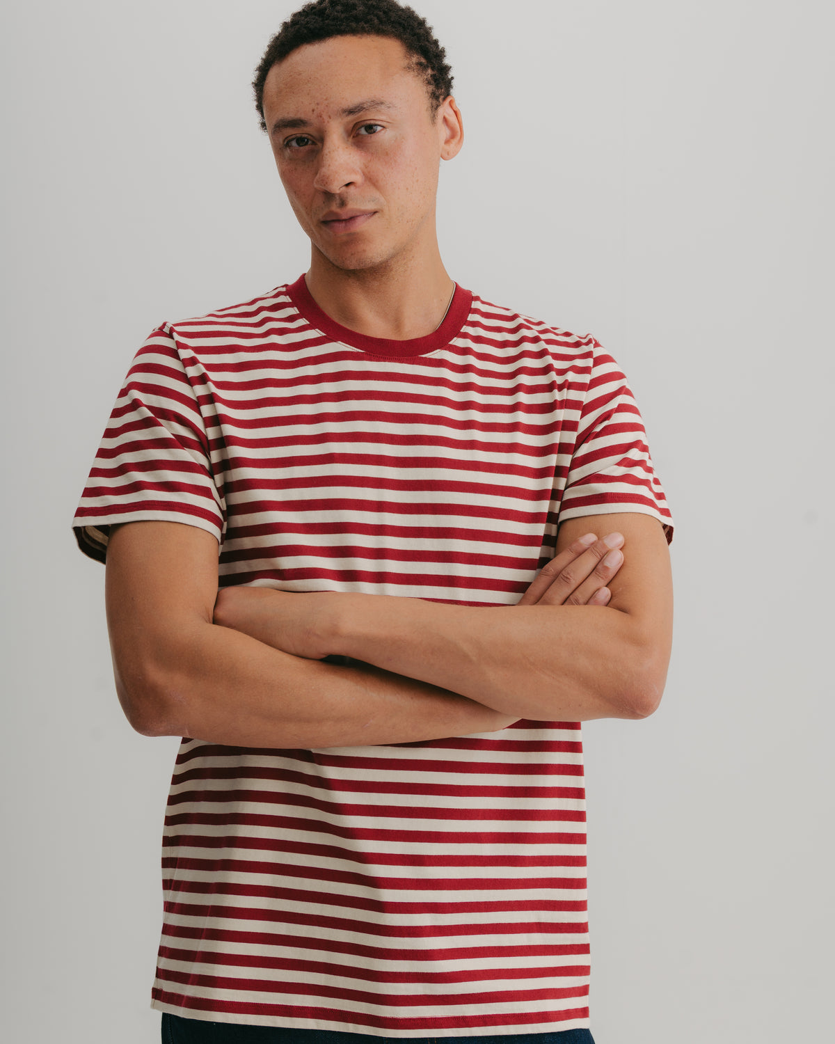 Brick Red Stripe Organic Cotton T-shirt, T-Shirt - SIRPLUS