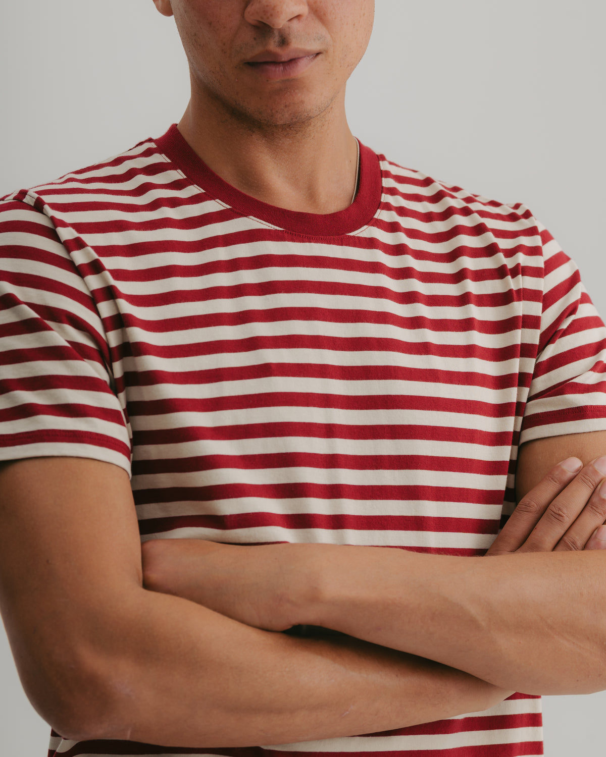 Brick Red Stripe Organic Cotton T-shirt, T-Shirt - SIRPLUS