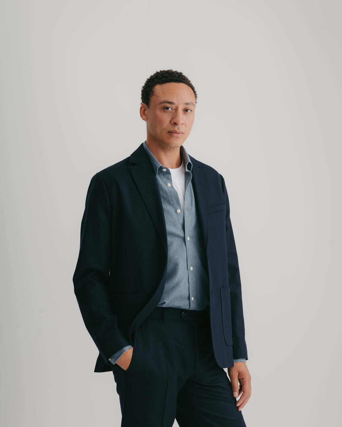 Ink Wool-Cashmere Flannel Blazer, Blazer - SIRPLUS