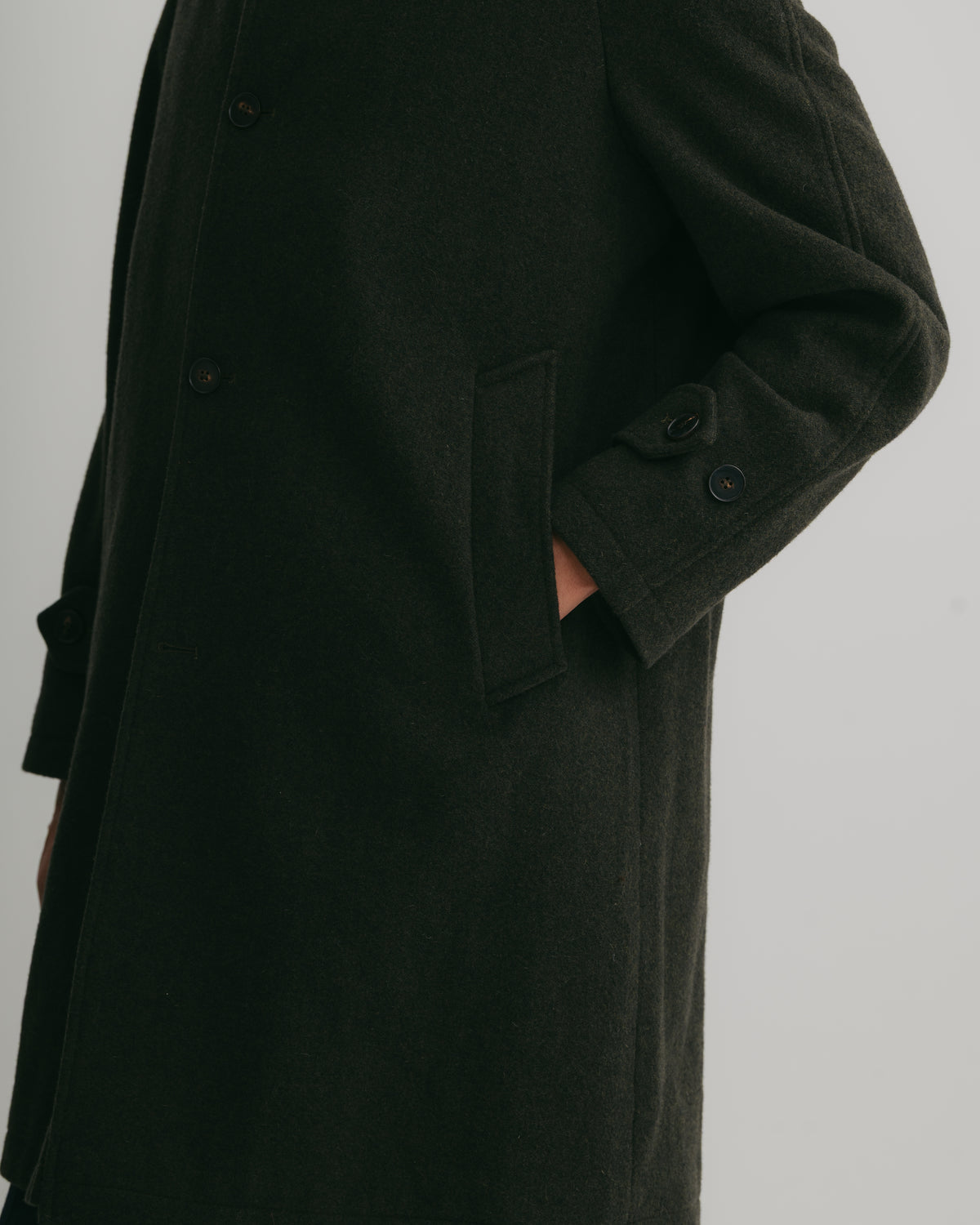 Loden Green Wool Raglan Overcoat, Coat - SIRPLUS
