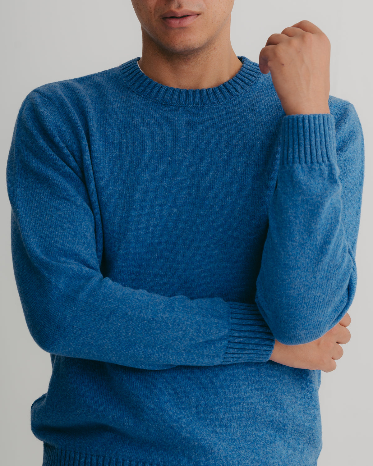 River Blue Lambswool Crew Neck Jumper, Crew Neck Jumper - SIRPLUS