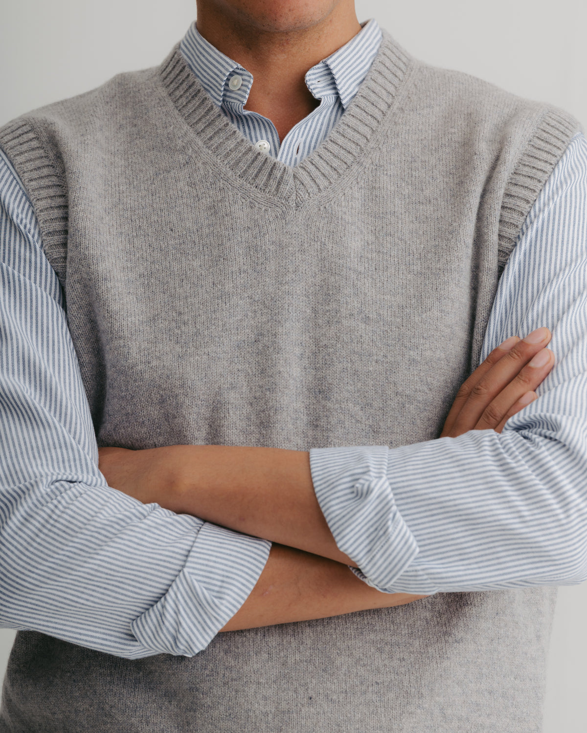Grey Mist Fine Lambswool Vest