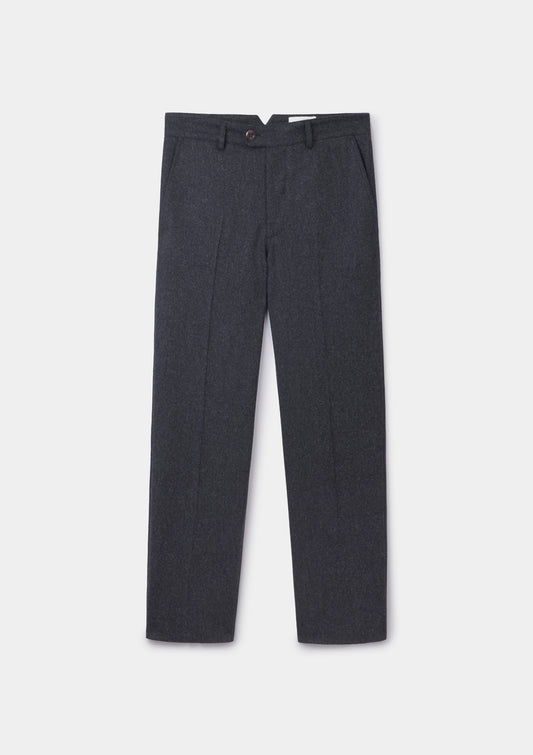 Anthracite Wool Cashmere Flannel Trousers