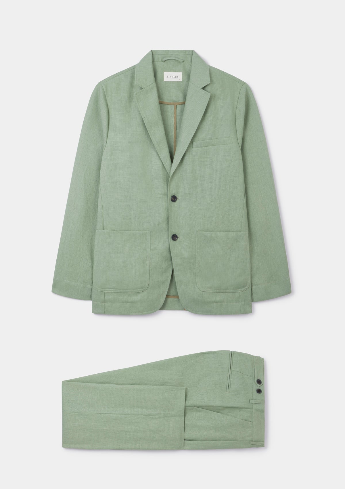 Ash Green Linen Pleated Trousers, Pleated Trousers - SIRPLUS